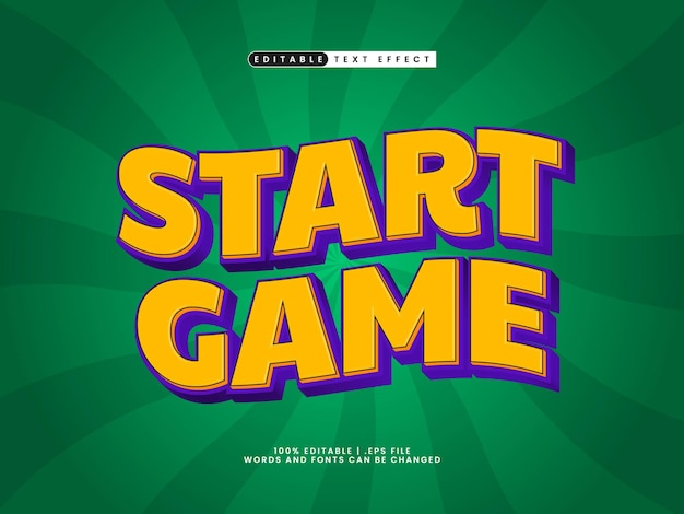 start game editable text effect in game and kids text style