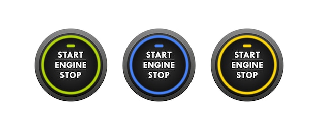 Start stop engine button set Engine starting and stopping system Switch for motor vehicles