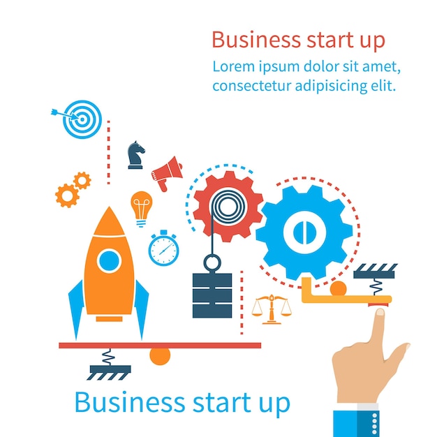 Start up new business project Icons and symbols of business planning strategy