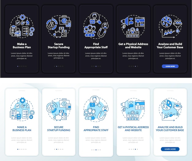 start up onboarding mobile app page screen