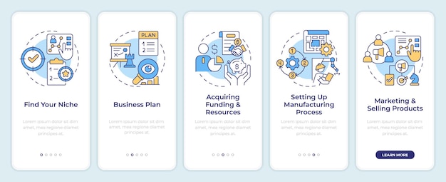 Starting manufacturing business onboarding mobile app screen