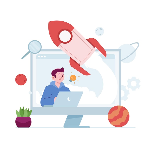 Startup concept Project launch with development growth start and beginning of process