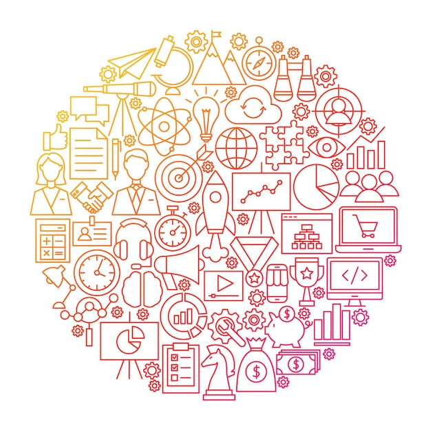 startup line circle design. vector illustration of  business objects isolated over white.