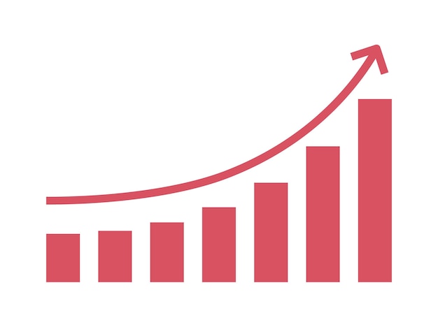 Statistics graph moving up growth semi flat color vector element