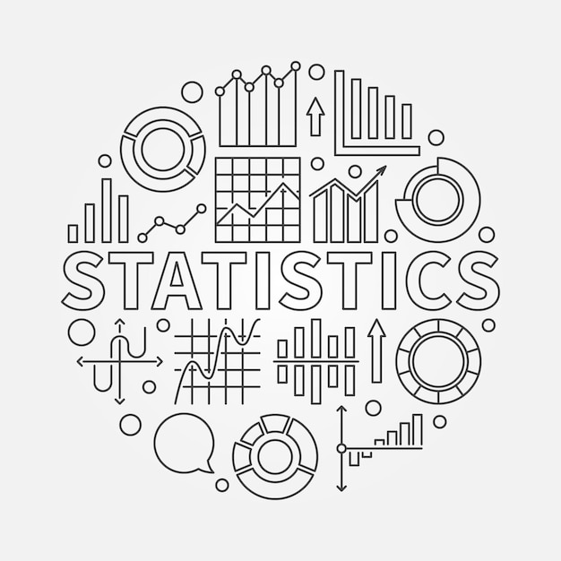 Statistik vektor koncept rund illustration i tunn linjestil