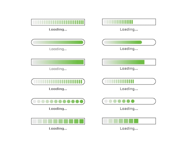 Statusikon for indlæsningslinje i samling Vektorillustration Sæt af vektorindlæste ikoner Download-status Download eller Upload