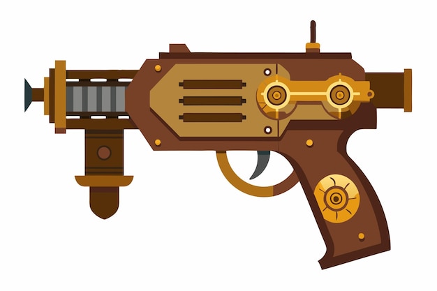 Steampunk Mechanical Design gun vector on white background