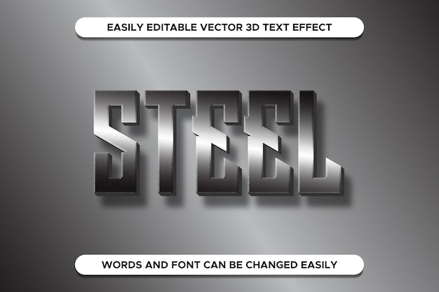 Steel text effect with metal effect vector editable