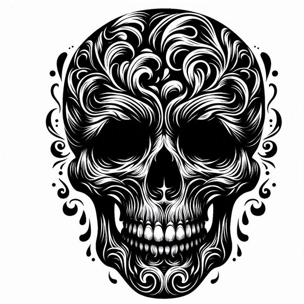 Stencil Art vector deign skull design black and whitewhite background