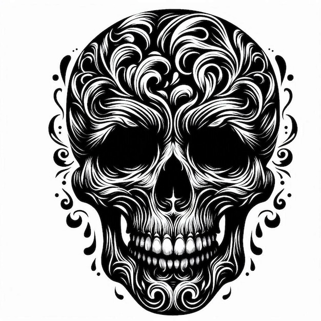 Stencil Art vector deign skull design black and whitewhite background