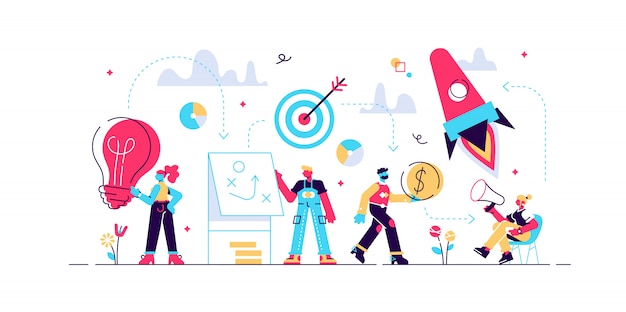 Steps for success startup, Successful Business Strategy Development. career development concept, Startup Business, motivation, the way to achieve the goal, rocket up, illustration .