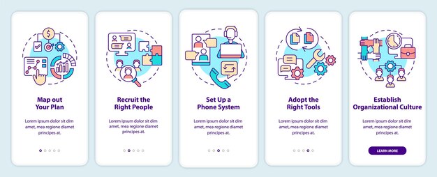 Steps to start virtual office onboarding mobile app screen