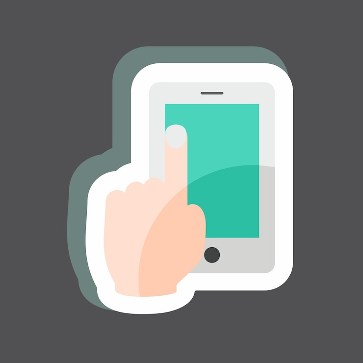Vektör sticker holding mobile phones suitable for hand actions symbol editable