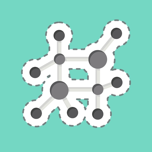 Sticker line cut Nano Technology related to Biochemistry symbol simple design editable