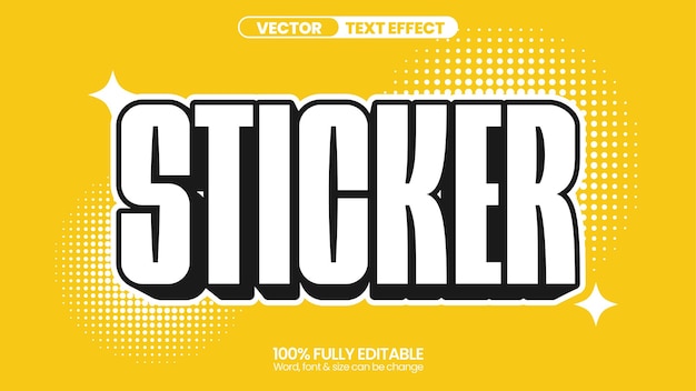 Sticker Retro Style Vector Text Effect