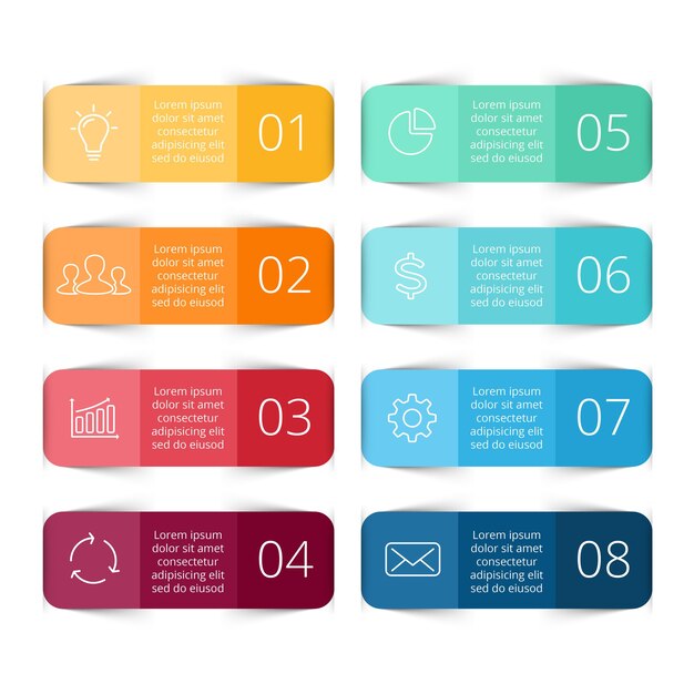Stickers Vector Infographic Labels Presentation template Circle diagram chart 8 steps parts