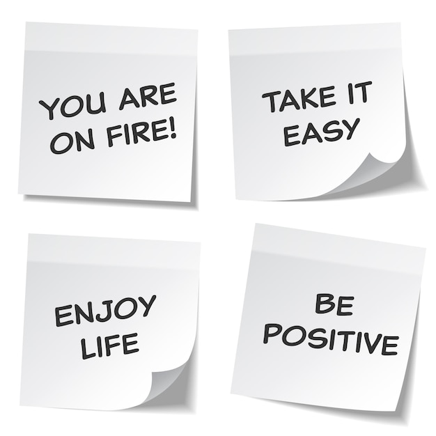 Sticky note with text and shadow isolated on transparent background set white paper message on