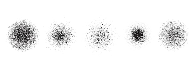 Stippled radial brush stroke set Grain dotted gradient collection Grunge sprinkle spray texture Dirt
