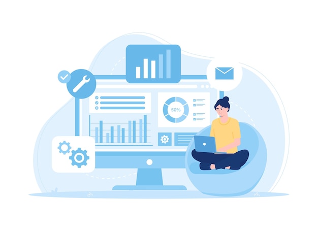 Stock market analyst data trending concept flat illustration