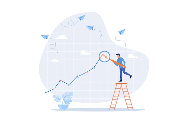 Stock market or Cryptocurrency decline, down turn or economic recession, market plunge signal,