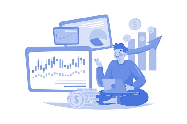 Stock Market Research Illustration concept on a white background