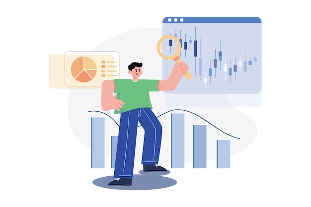 Stock Market Research Illustration concept