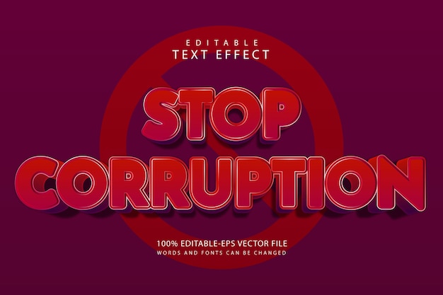 stop corruption editable text effect 3 dimension emboss modern style