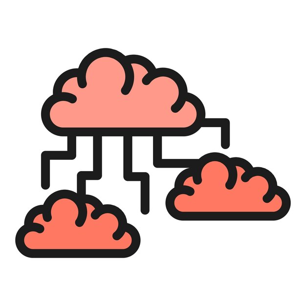 storage memory cloud icon outline vector data server external database color flat