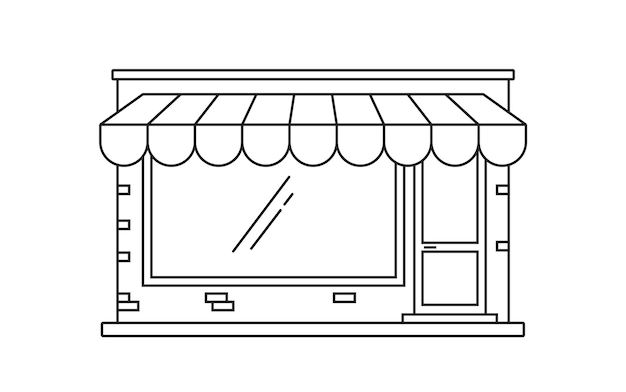 storefront shop line stroke simple vector graphic illustration mini store front linear thin outline