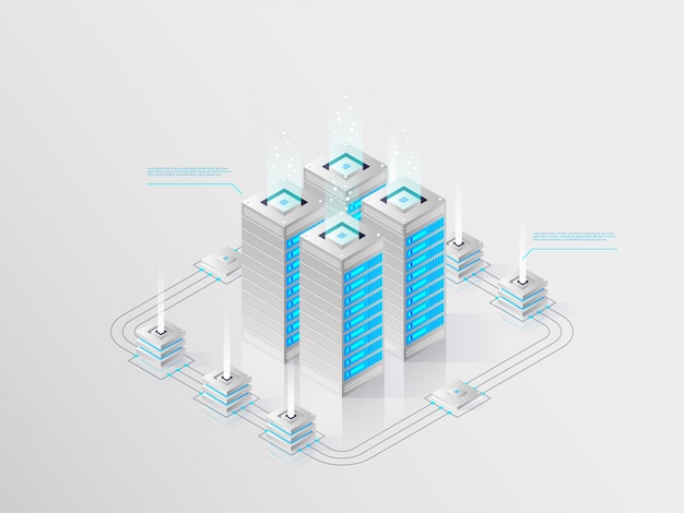Stort moderne datacenter, serverrum