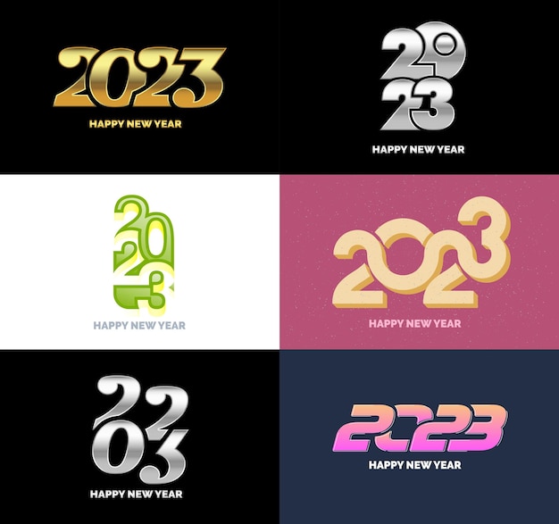 Stort set med logotyptextdesign för Gott Nytt År 2023, designmall för numret 2023, vektorillustration för Nyår