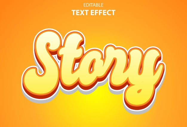Story text effect with orange color 3d style for template