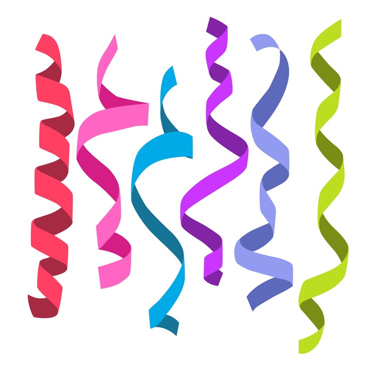 Vektör  streamers background. streamers and curved swirl paper ribbon.