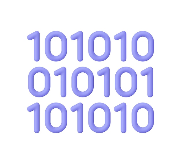 Streaming binary computer code programming concept 3d vector icon Cartoon minimal style