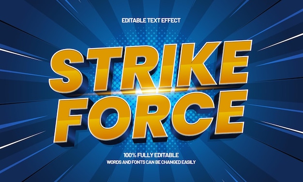 strike force editable text effect with a team and sport text style