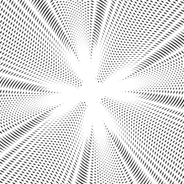 Striped  psychedelic background with black and white moire lines. Gradient optical pattern, motion effect tile.