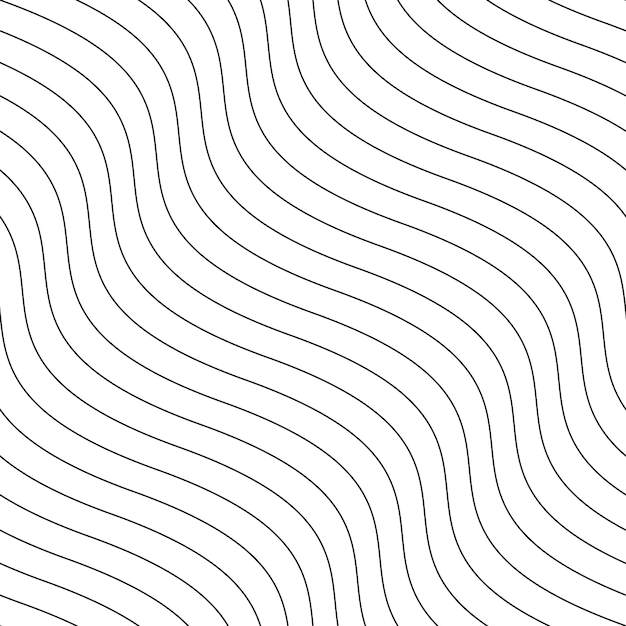 Striped wave seamless pattern - endless texture White minimalistic background with black wavy lines