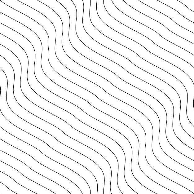 Striped wave seamless pattern - endless texture White minimalistic background with black wavy lines