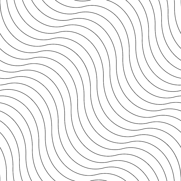 Striped wave seamless pattern - endless texture White minimalistic background with black wavy lines