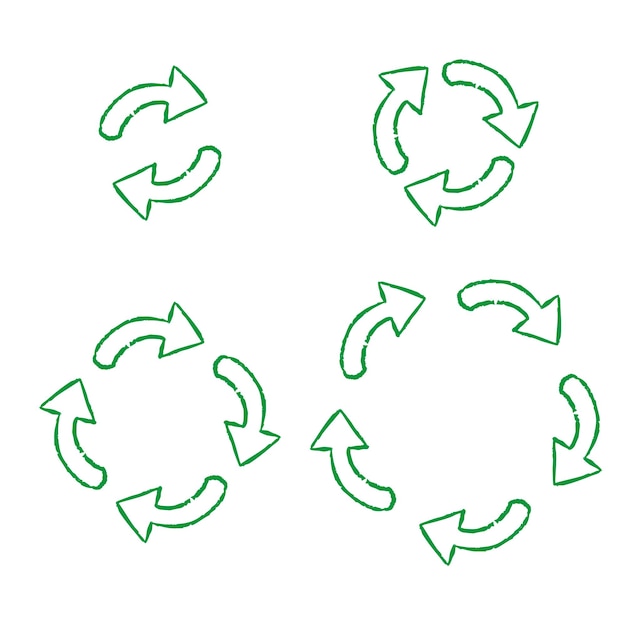 Stroke recycle sign brush vector Handdrawn outline symbol for sustainability Ecofriendly sketchy