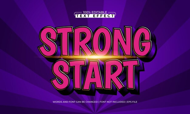 strong start editable text effect with a superhero and kids text style