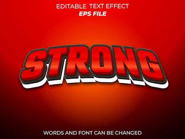 strong text effect 3d editable text vector template