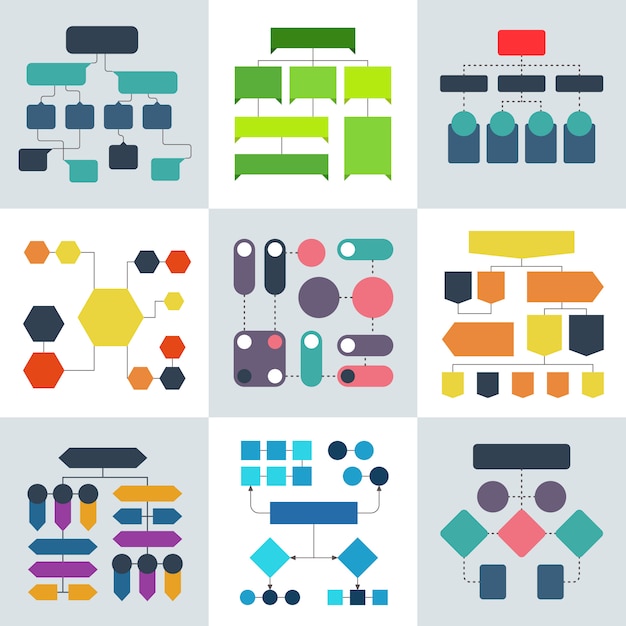structural flow diagrams, flowcharts and flowing process structures,  infographics elements