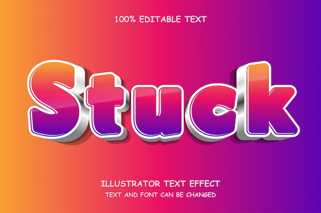 Stuck,3d editable text effect modern metal style