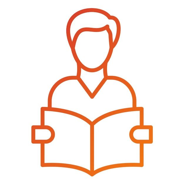 Student Reading Book Icon Style
