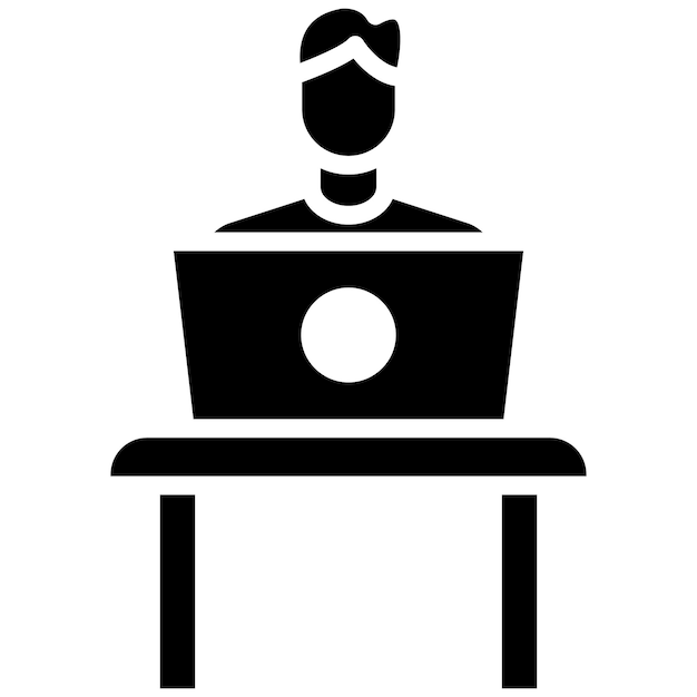 Student using Laptop Vector Illustration Style