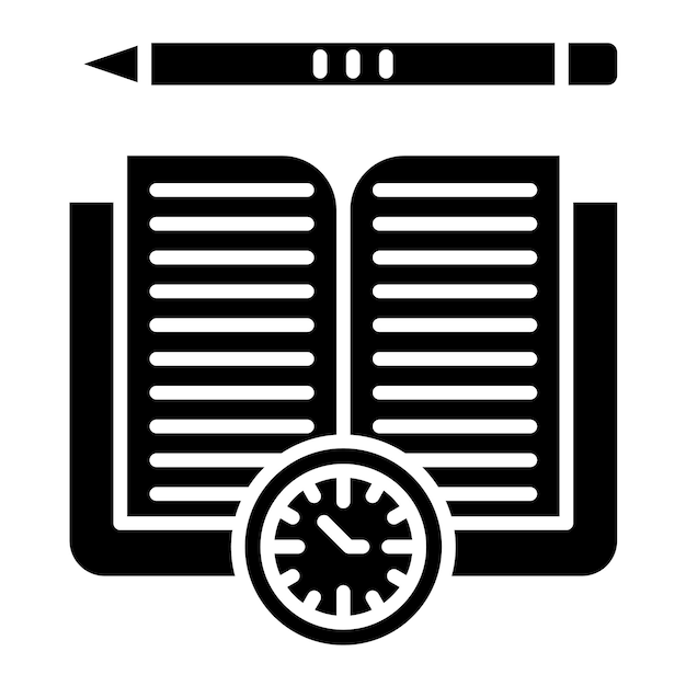 Study Period Glyph Solid Black Illustration