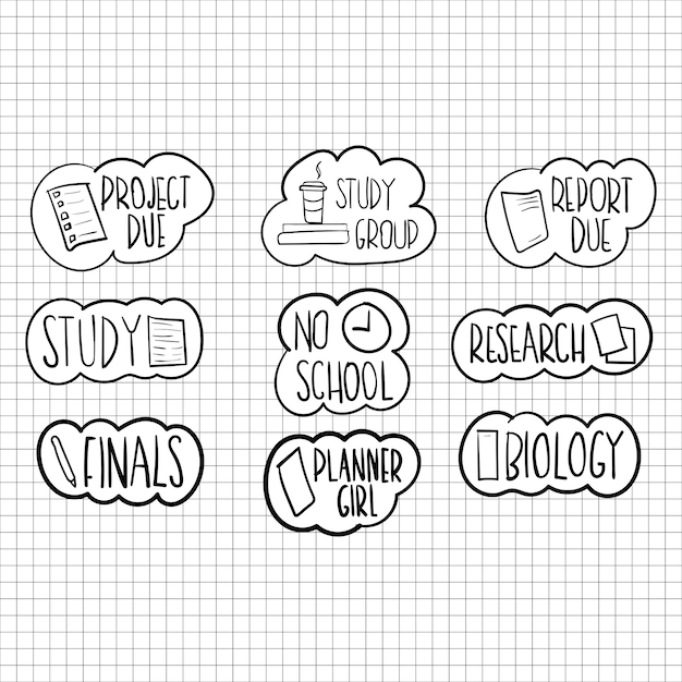 study sticker hand draw