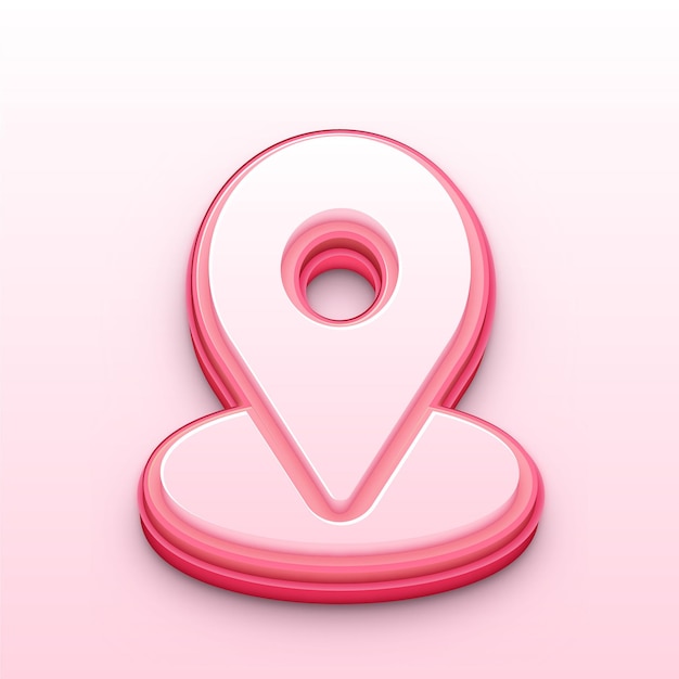 stylish 3d pink feminist location pin vector icon modern design for maps and social media