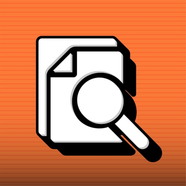 Stylish Black and White Document Search Icon with Customizable Orange Background